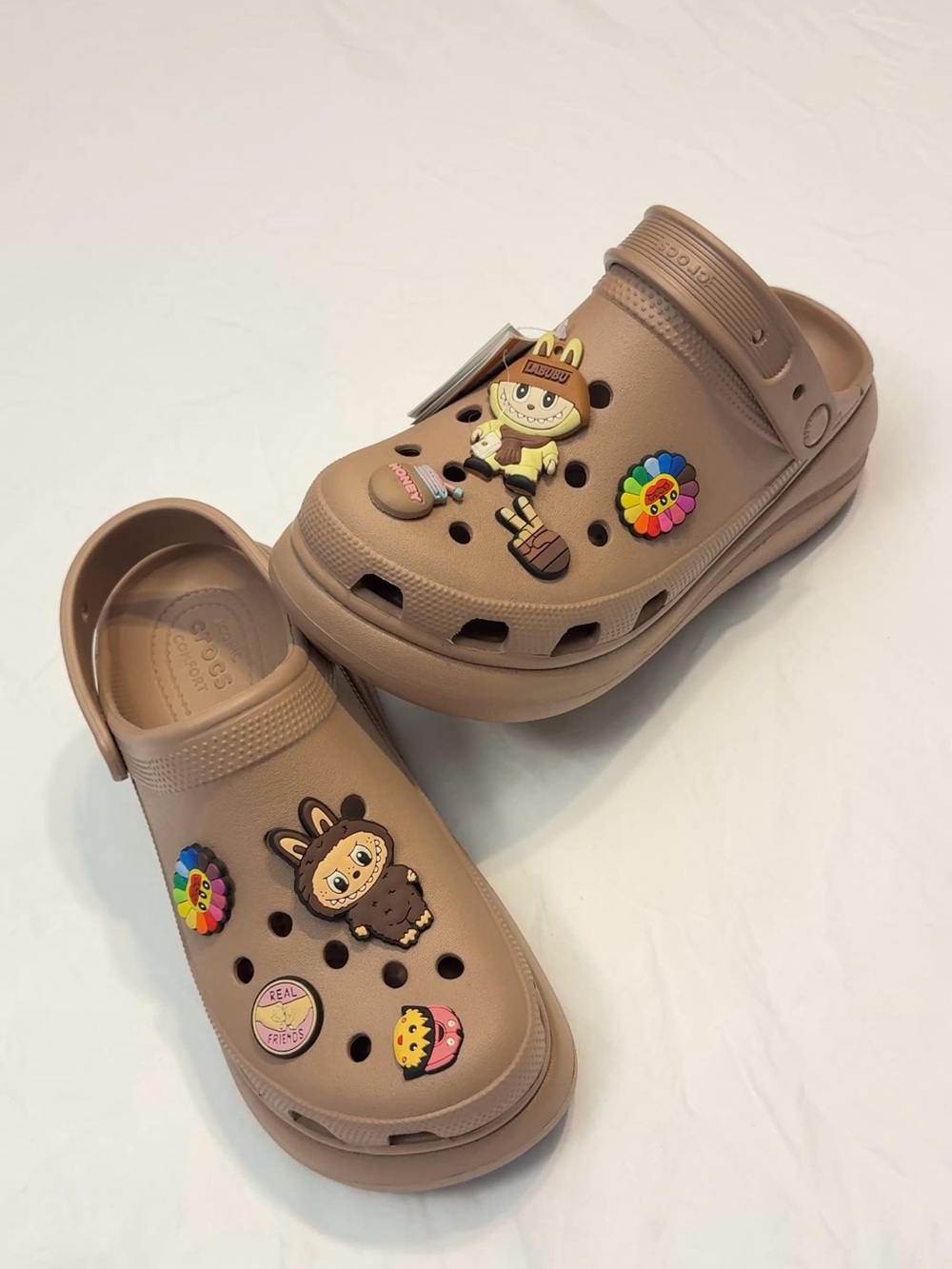 Crocs Classic Clog with Fun Charms - Tan